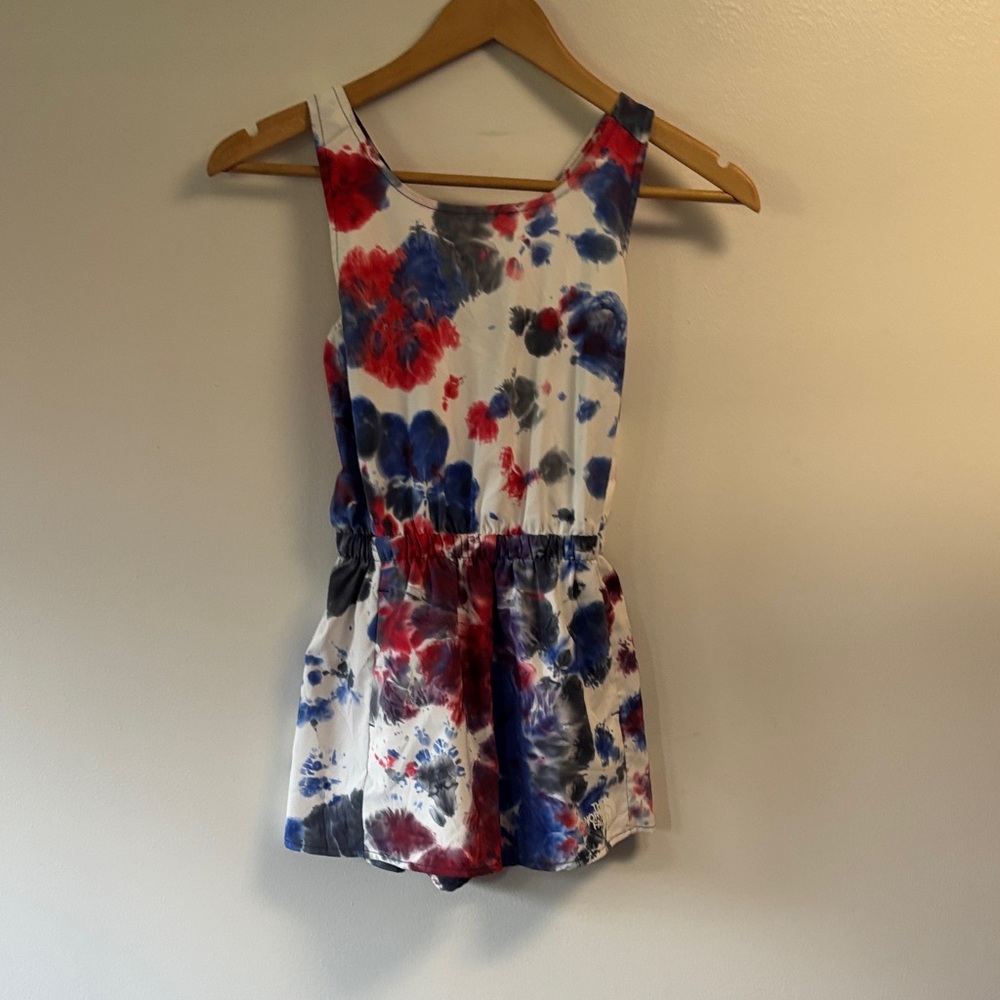 The North Face Kids Tie-Dye Romper - Red, Blue, White sz S 7/8